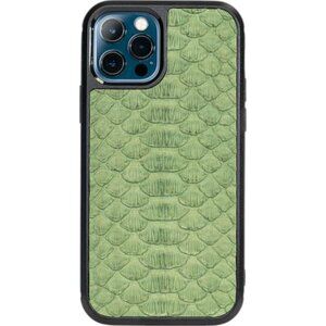 iPhone 12 & 12 Pro Case - Exotic Python Leather - Handmade - Sea Green